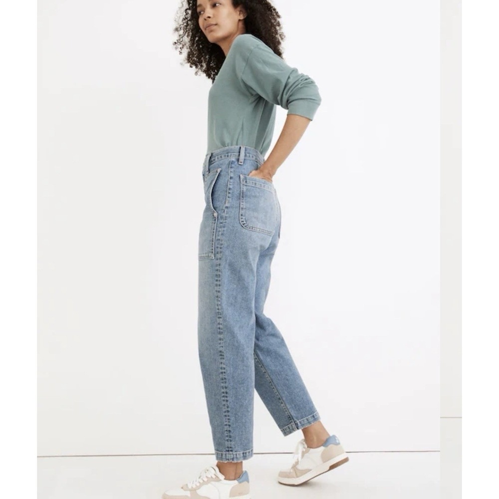 Madewell Balloon Jeans High Rise Cropped Greene Wash Workwear Edition Size‎ 28 - Picture 2 of 12